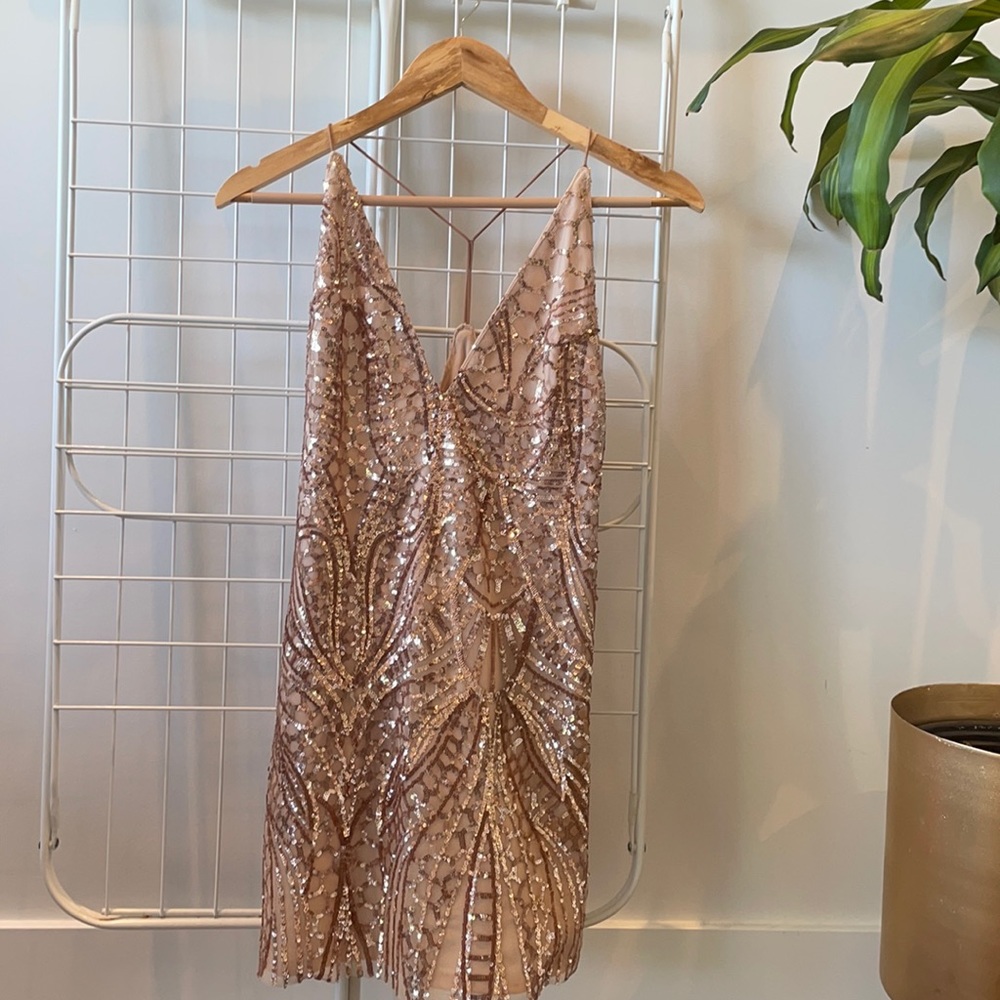 Stelly rose gold mini sequin dress - (only worn once!)